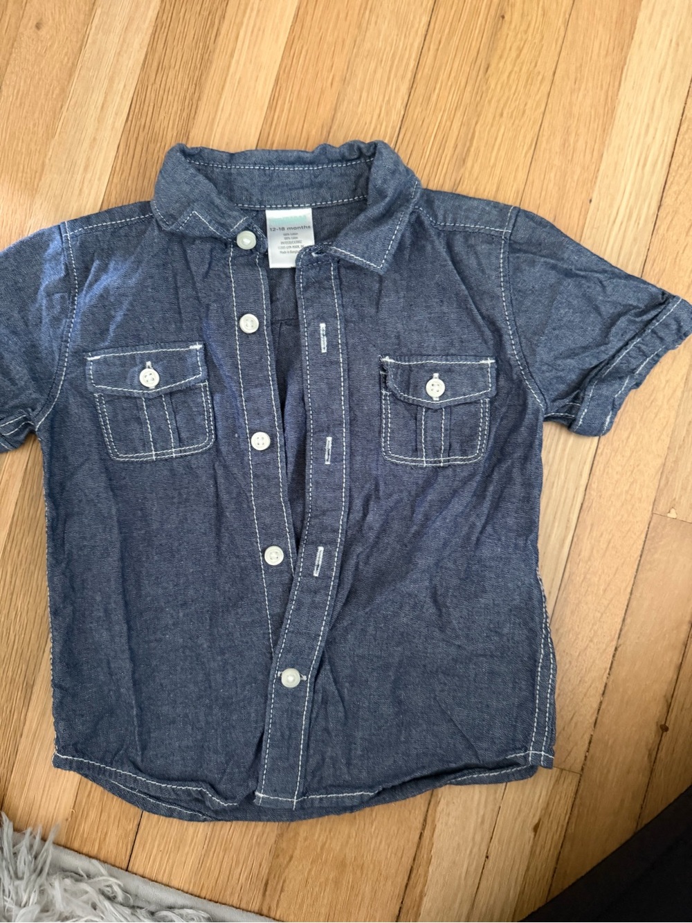 Gymboree Boys' Short-Sleeve Chambray Button-Front Shirt - Blue